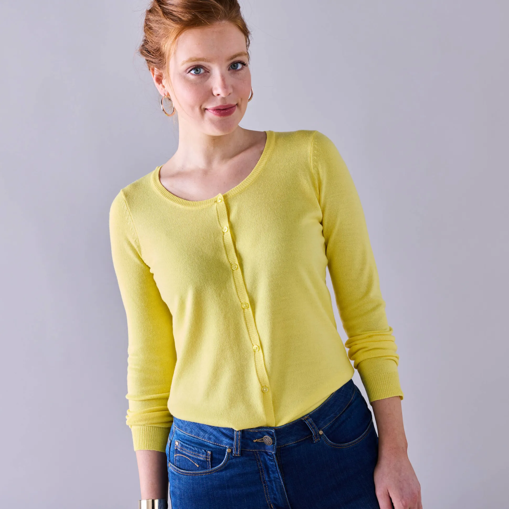 Effen cardigan met kasjmiertouch