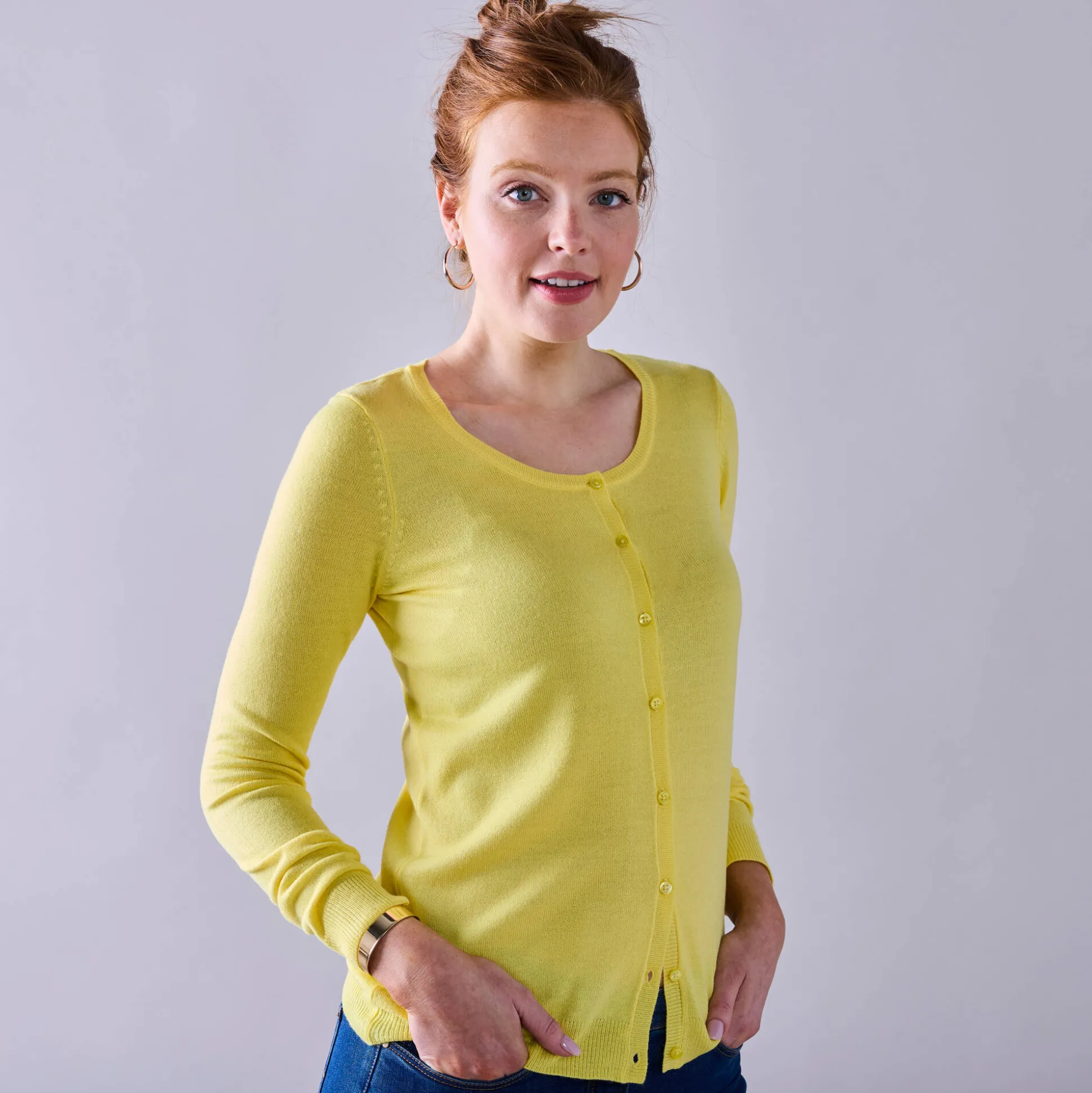 Effen cardigan met kasjmiertouch