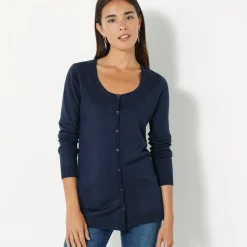 Effen cardigan met kasjmiertouch