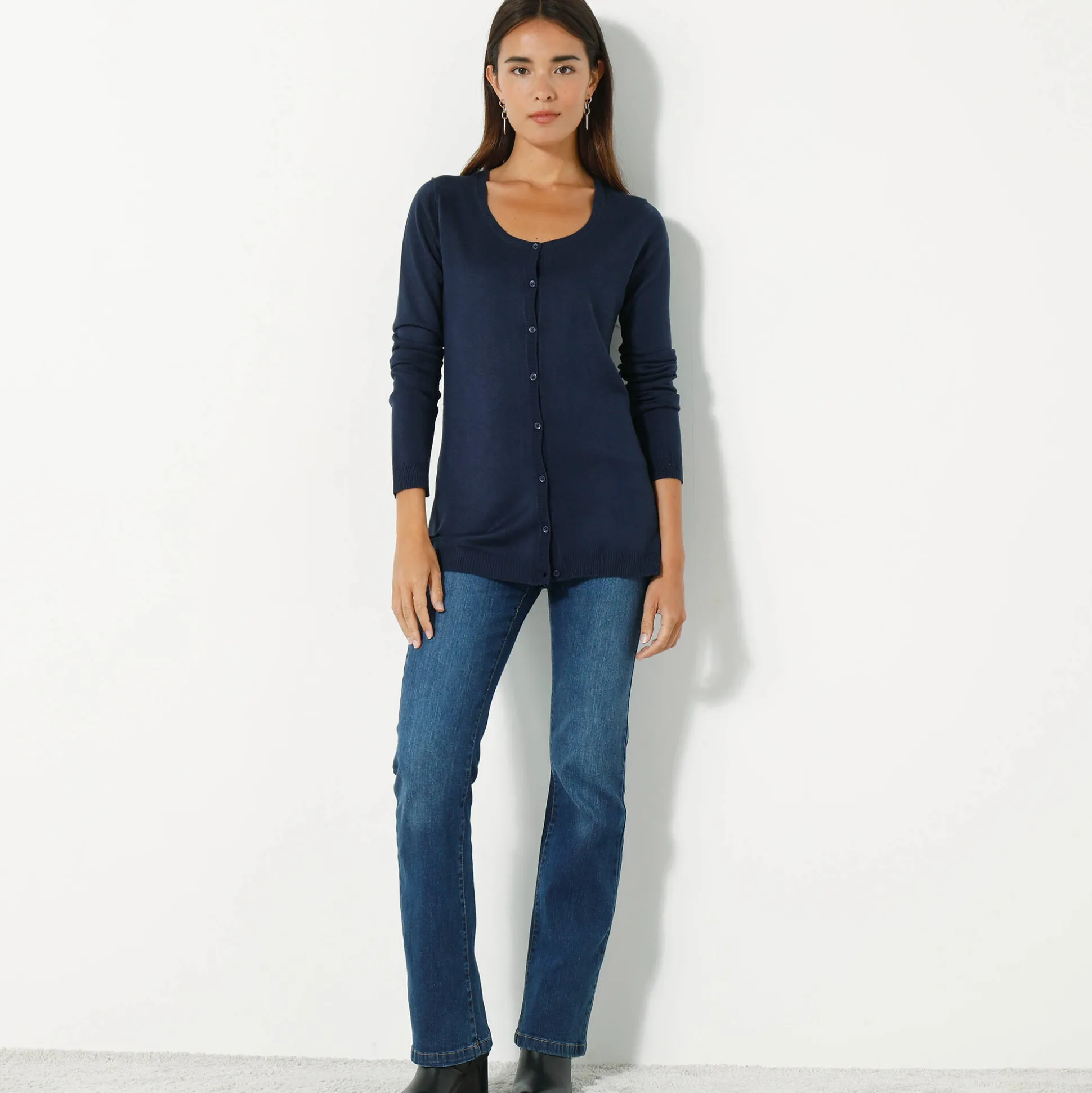 Effen cardigan met kasjmiertouch