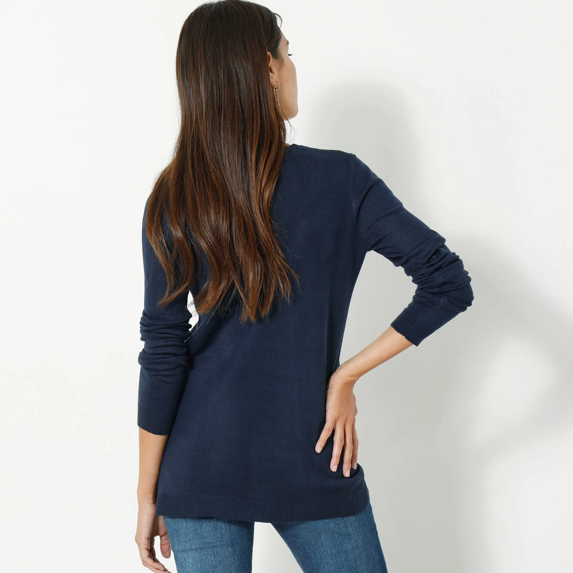 Effen cardigan met kasjmiertouch