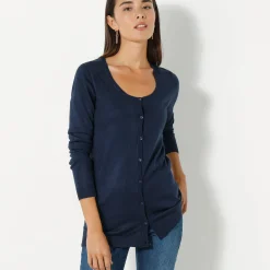 Effen cardigan met kasjmiertouch