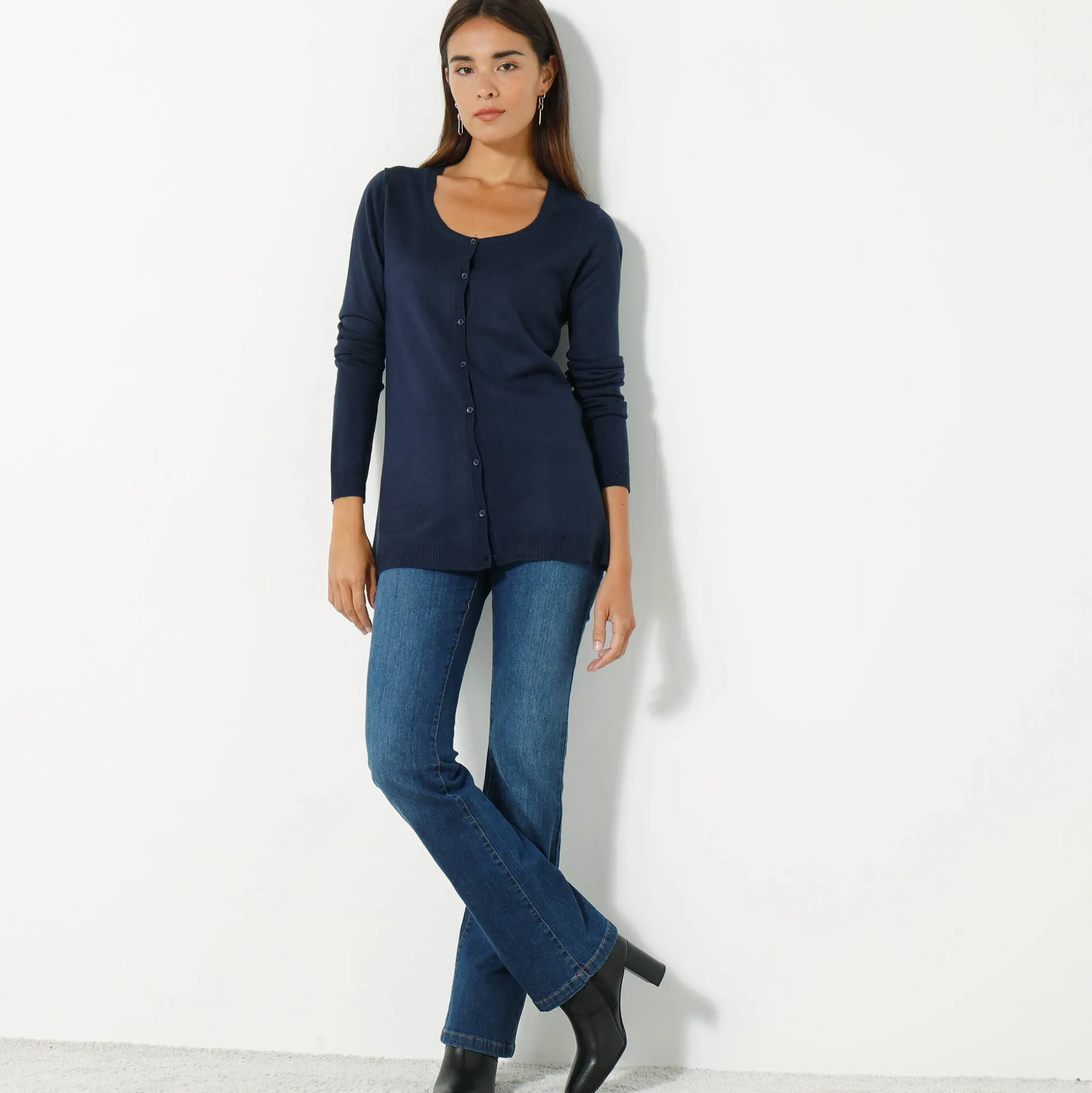 Effen cardigan met kasjmiertouch