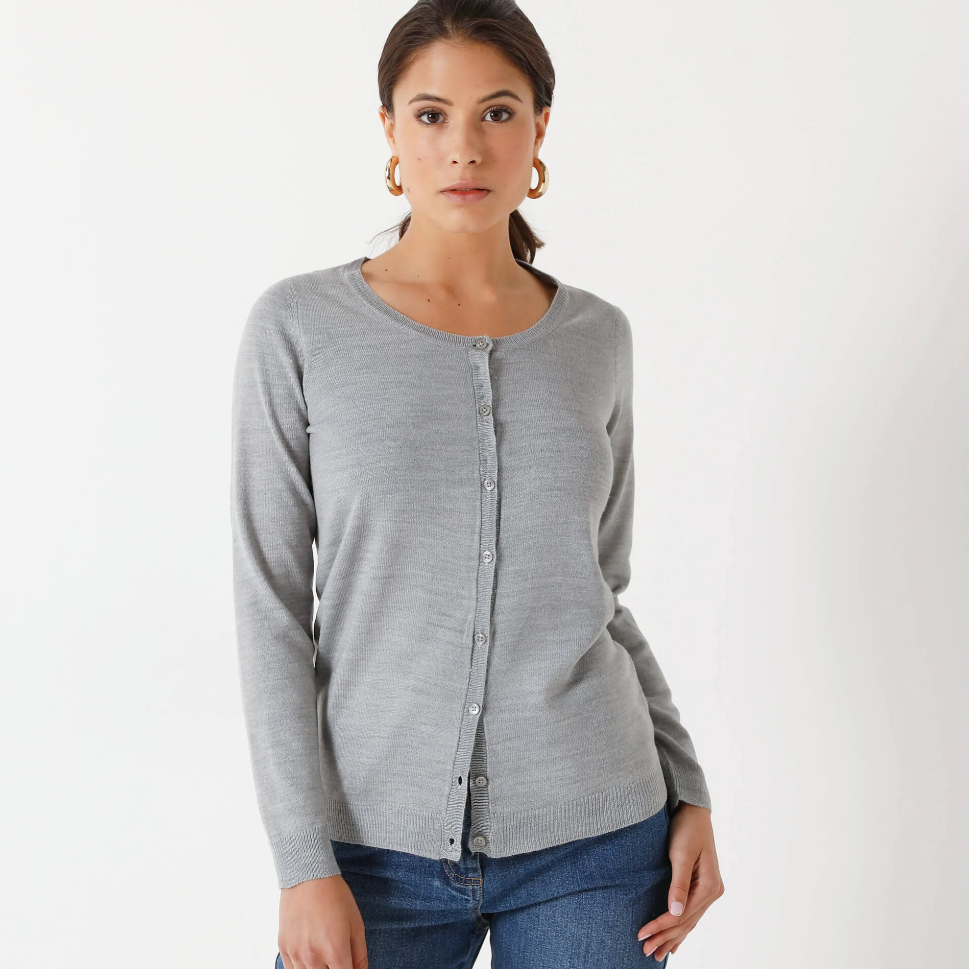 Effen cardigan met kasjmiertouch