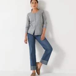 Effen cardigan met kasjmiertouch