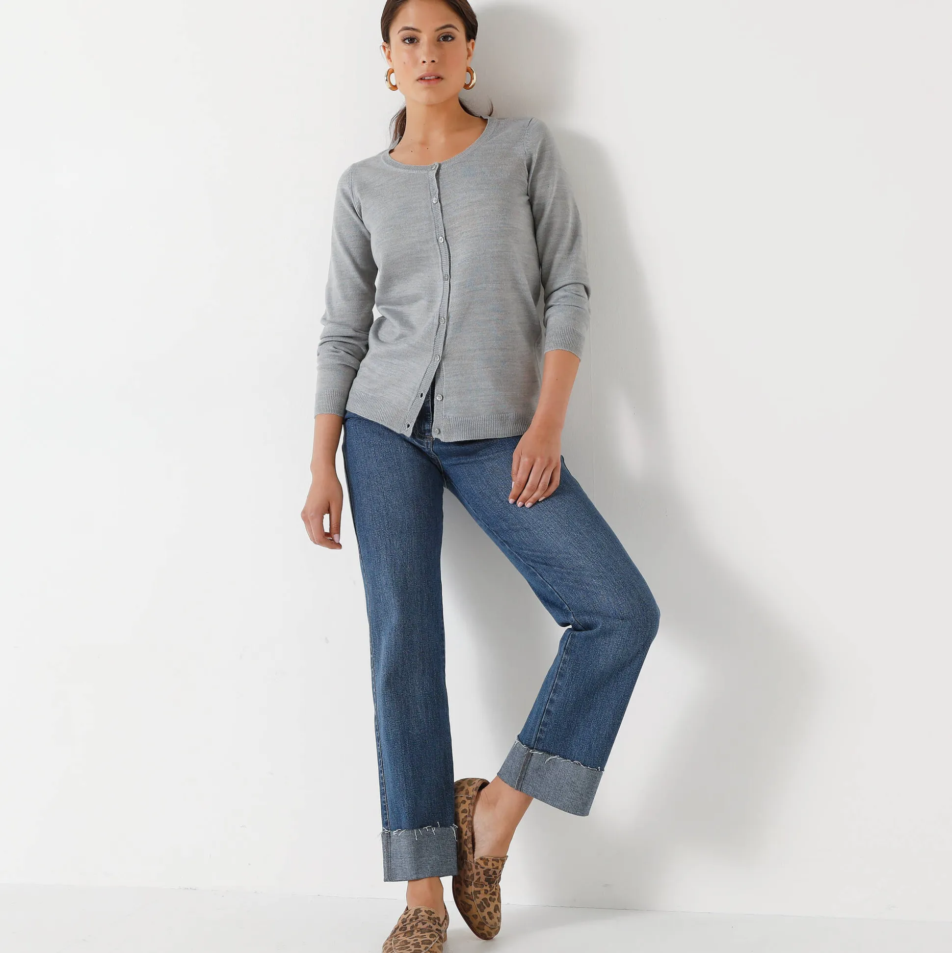 Effen cardigan met kasjmiertouch