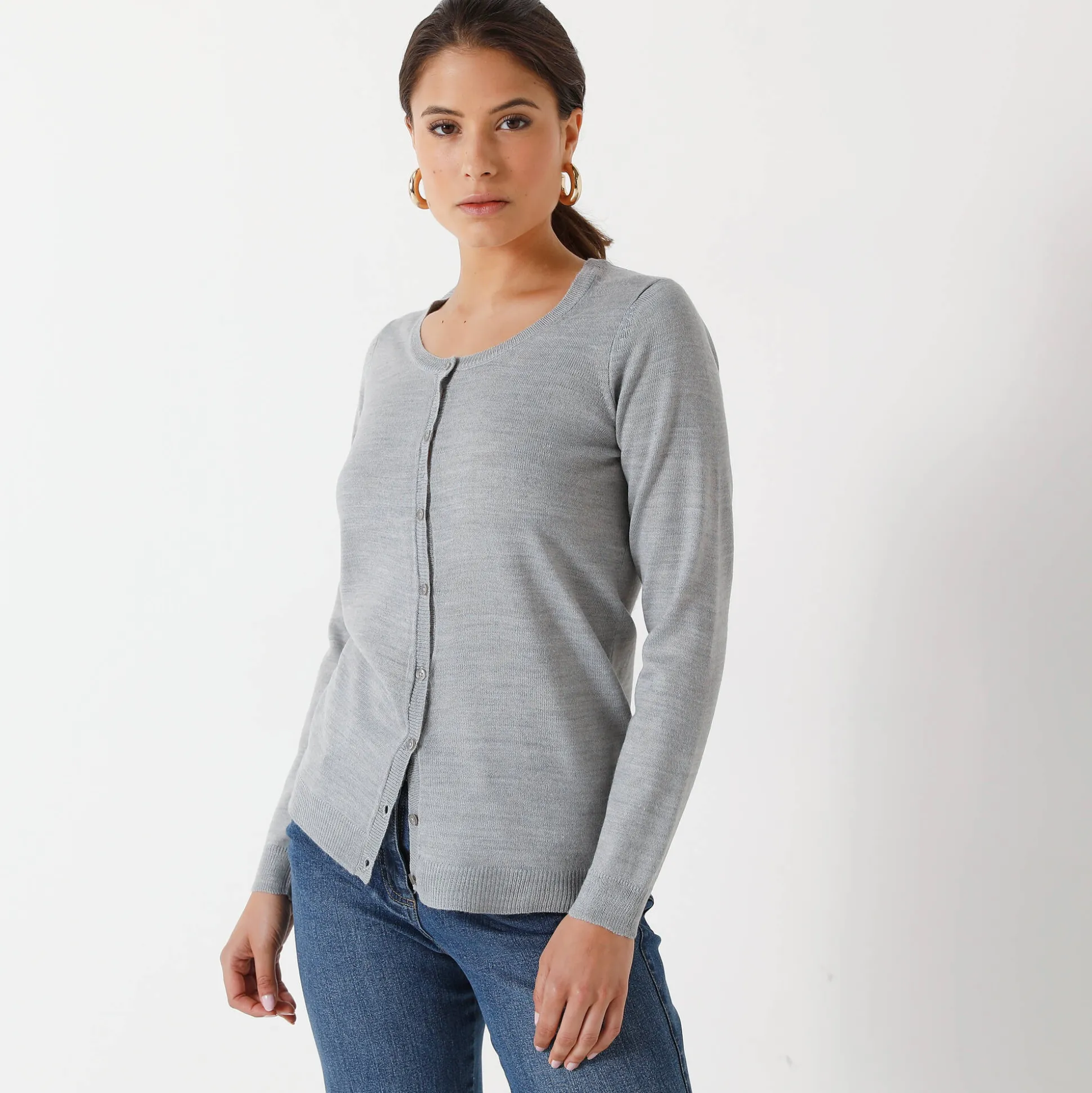 Effen cardigan met kasjmiertouch
