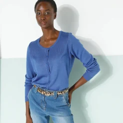 Effen cardigan met kasjmiertouch