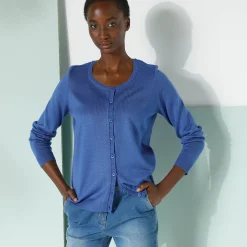 Effen cardigan met kasjmiertouch