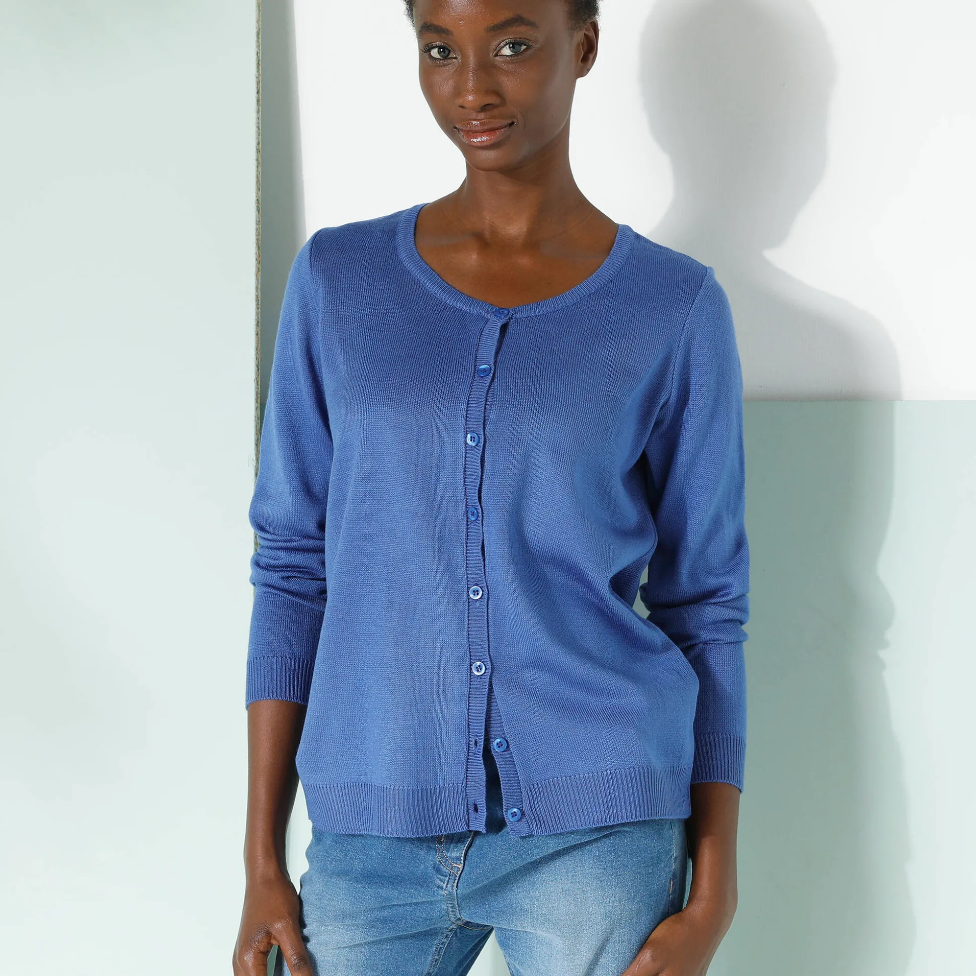 Effen cardigan met kasjmiertouch