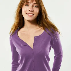 Effen cardigan met kasjmiertouch