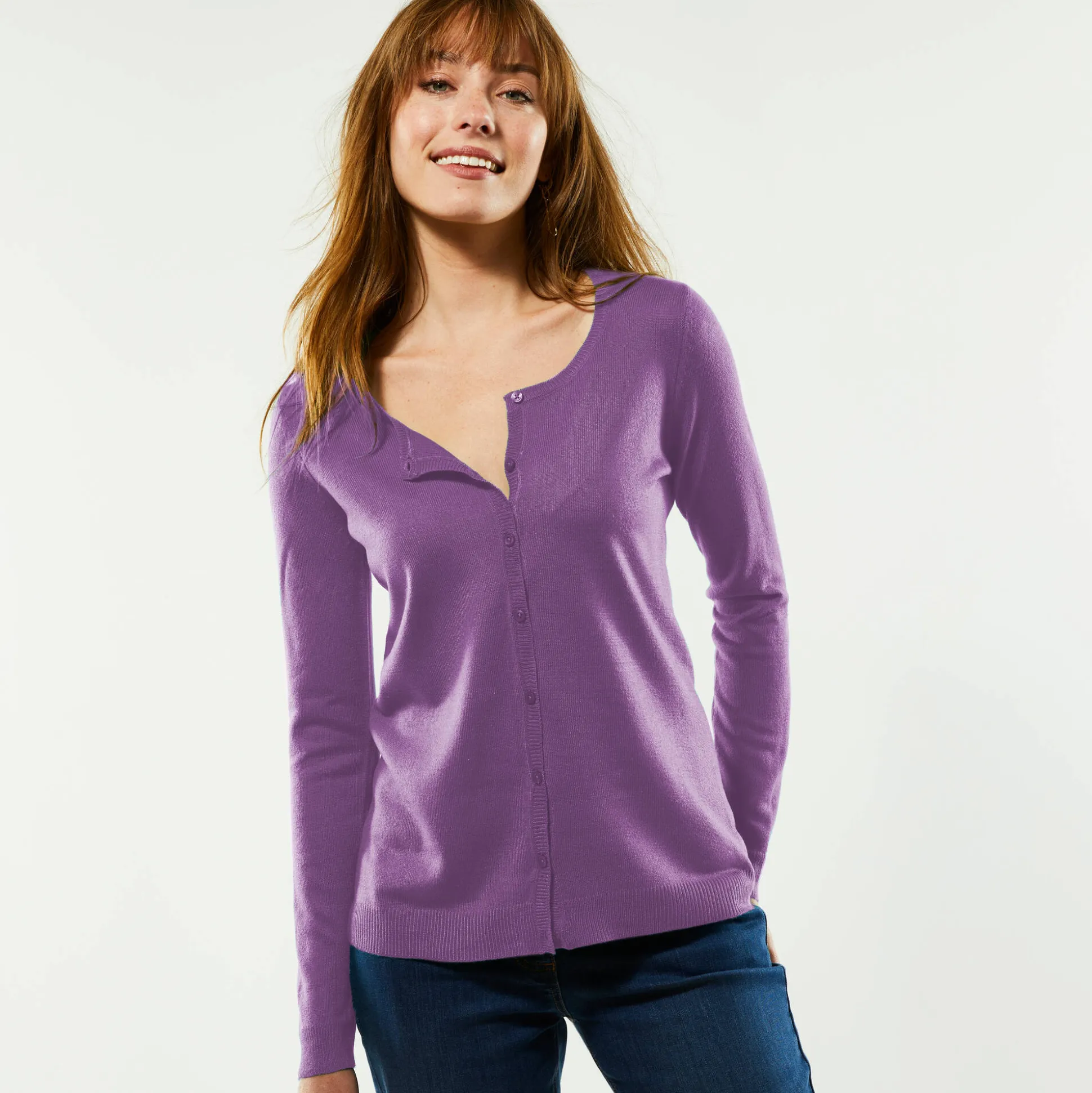 Effen cardigan met kasjmiertouch