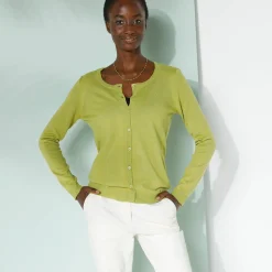 Effen cardigan met kasjmiertouch