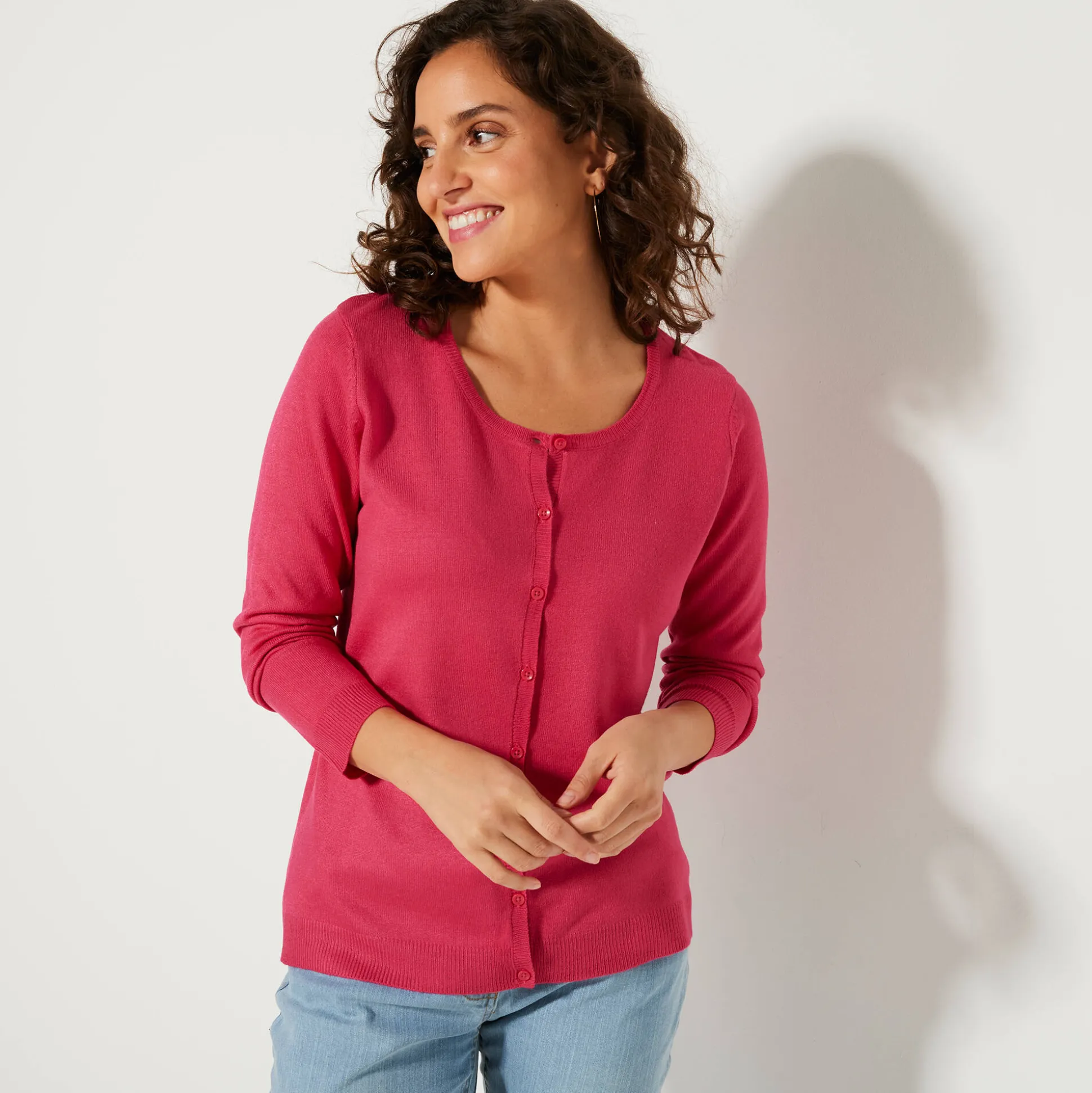 Effen cardigan met kasjmiertouch