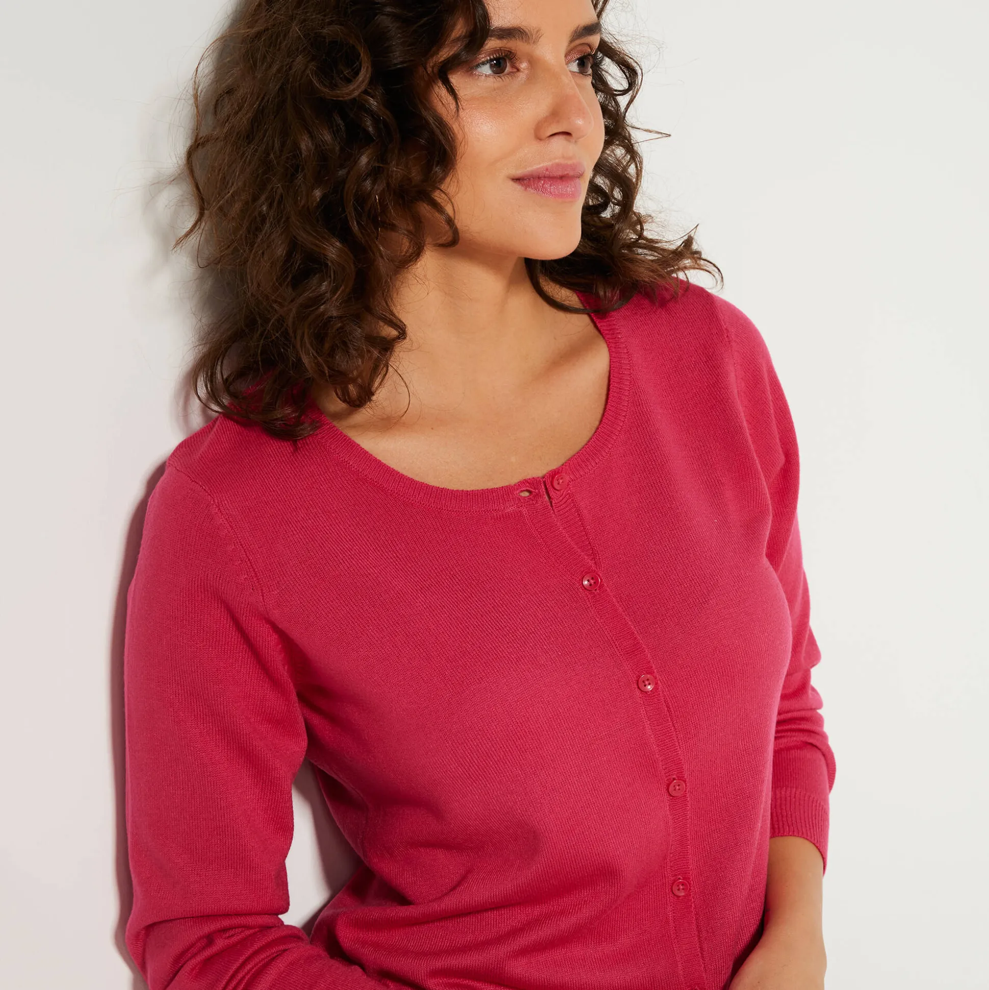 Effen cardigan met kasjmiertouch