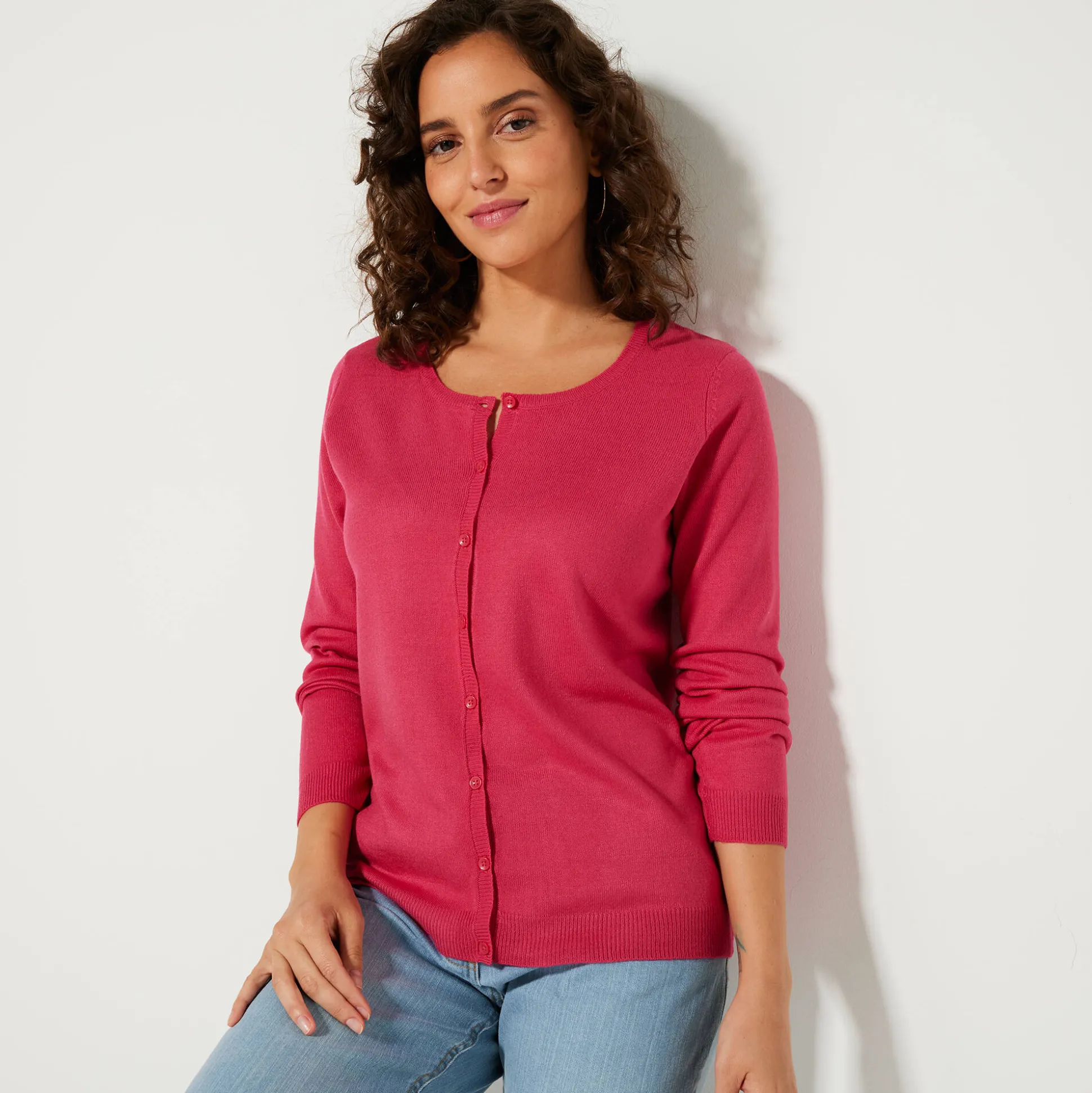 Effen cardigan met kasjmiertouch