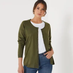 Effen cardigan met kasjmiertouch