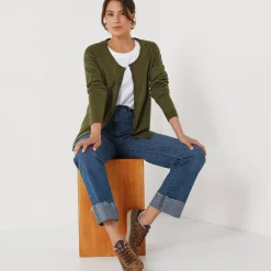 Effen cardigan met kasjmiertouch