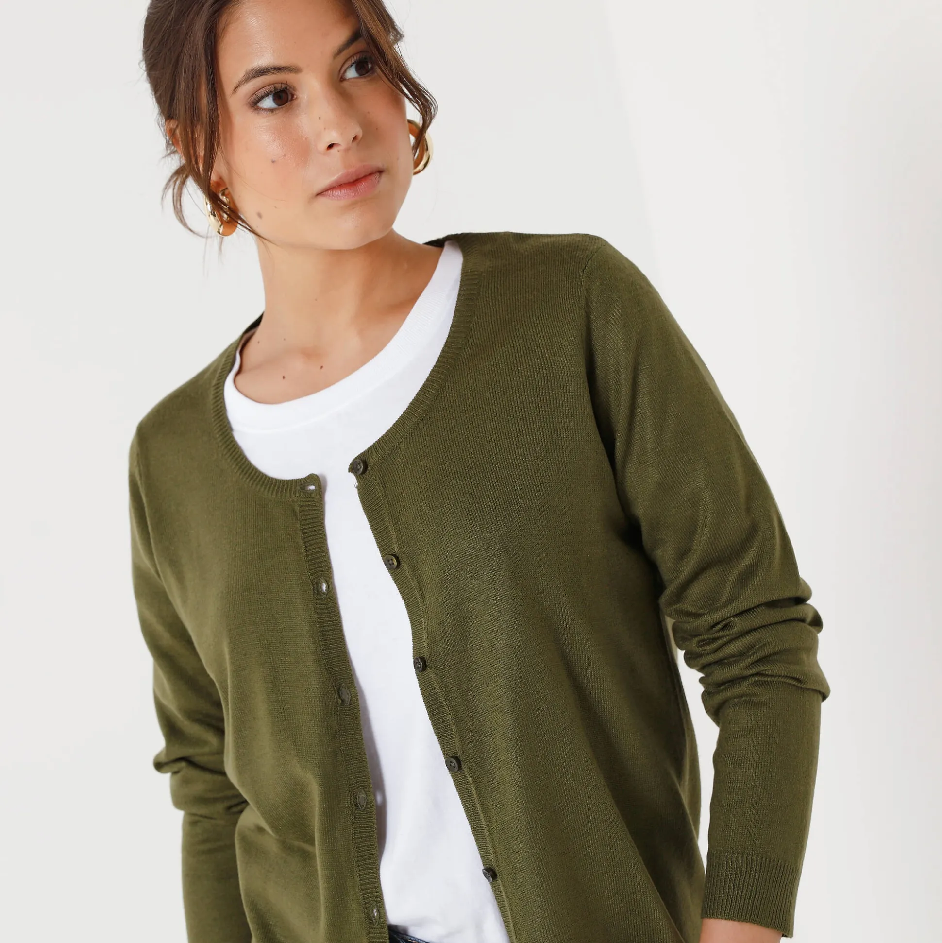 Effen cardigan met kasjmiertouch