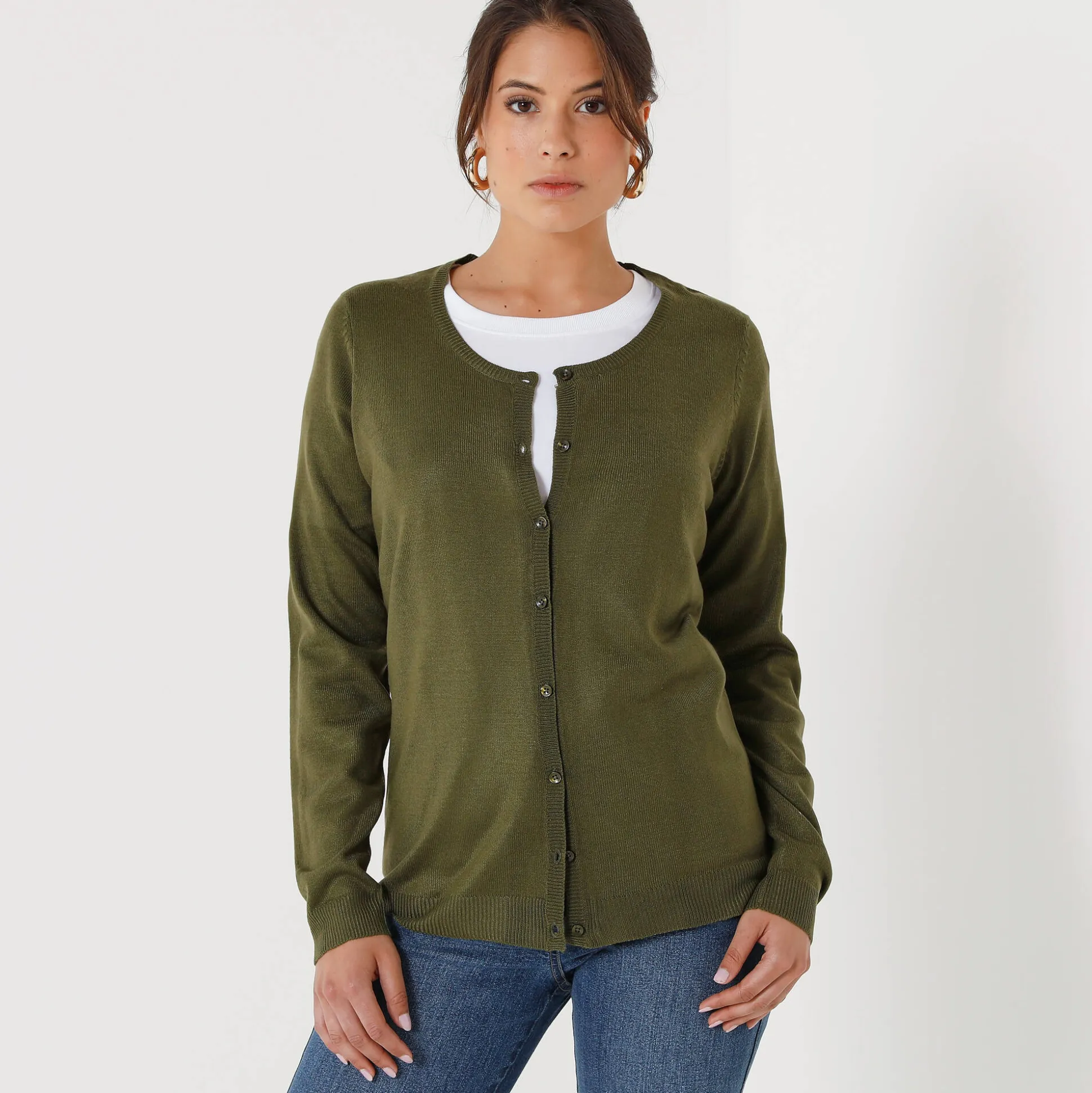 Effen cardigan met kasjmiertouch
