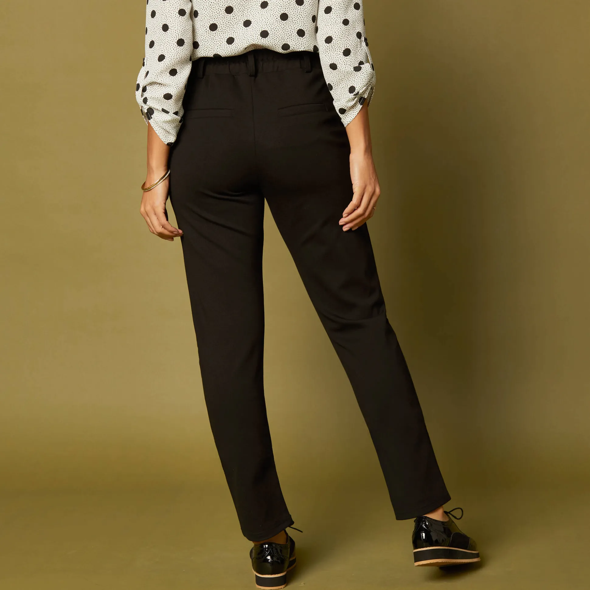 Effen chino broek, milanotricot