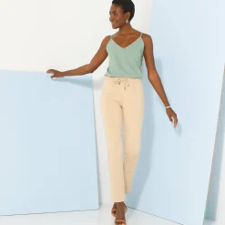 Effen chino broek, milanotricot
