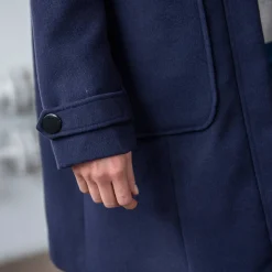 Effen duffelcoat met kap in nepbont