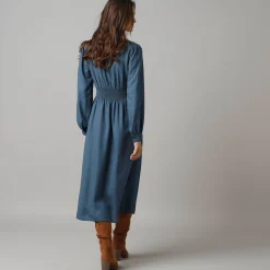Effen jurk met lange mouwen, strookdetails