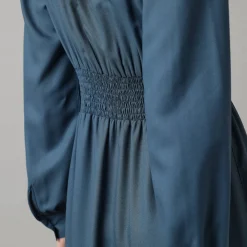 Effen jurk met lange mouwen, strookdetails