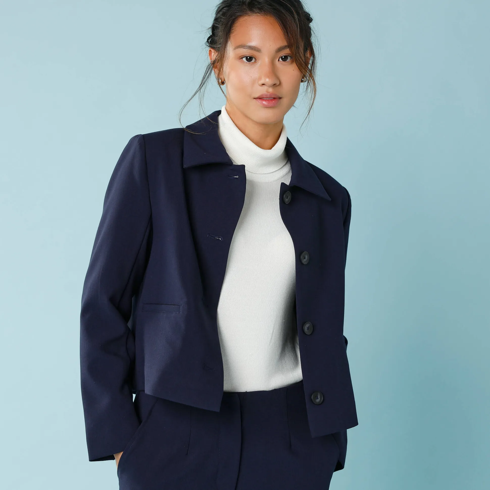 Effen korte blazer, kleine lengtes