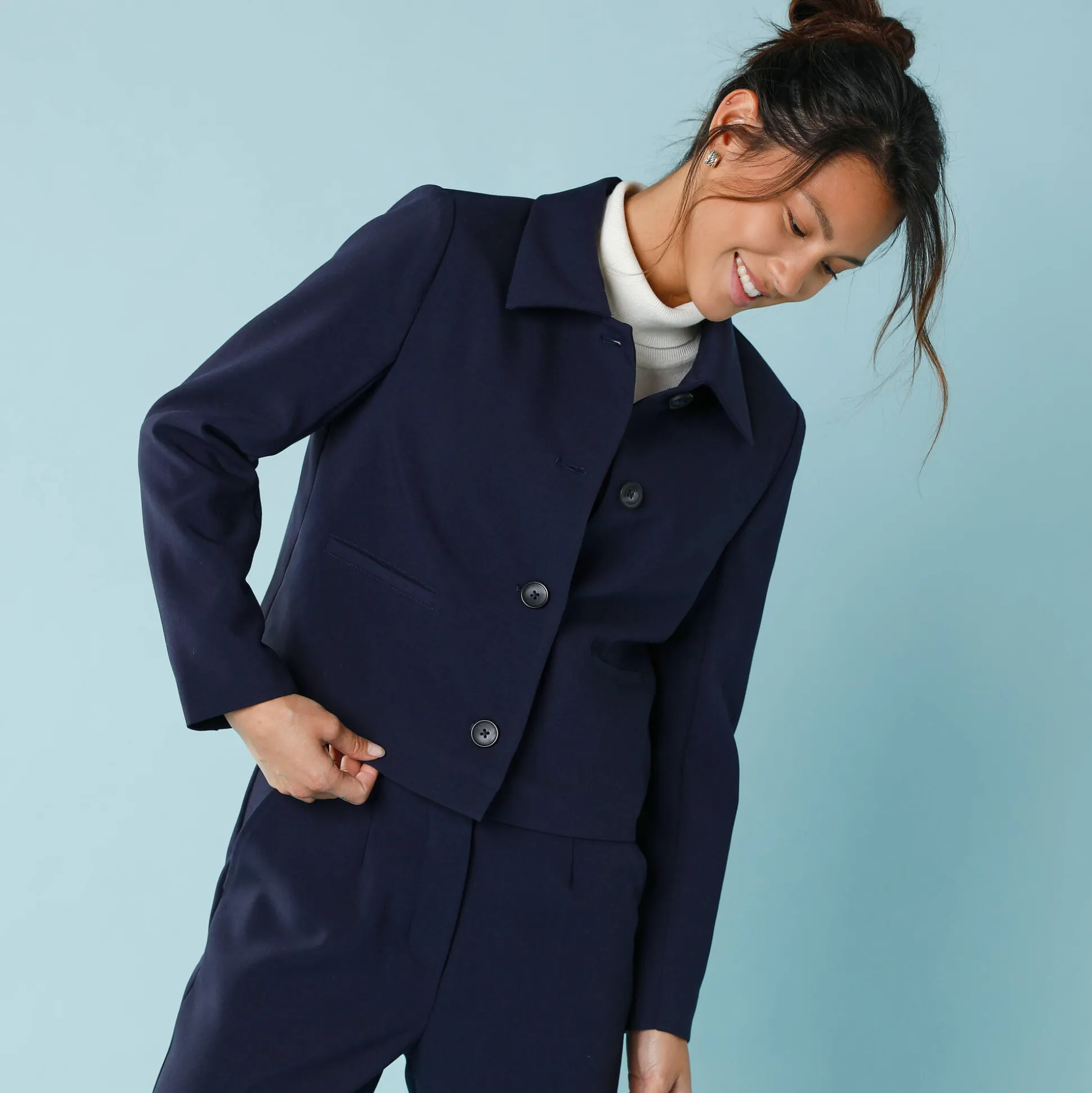 Effen korte blazer, kleine lengtes