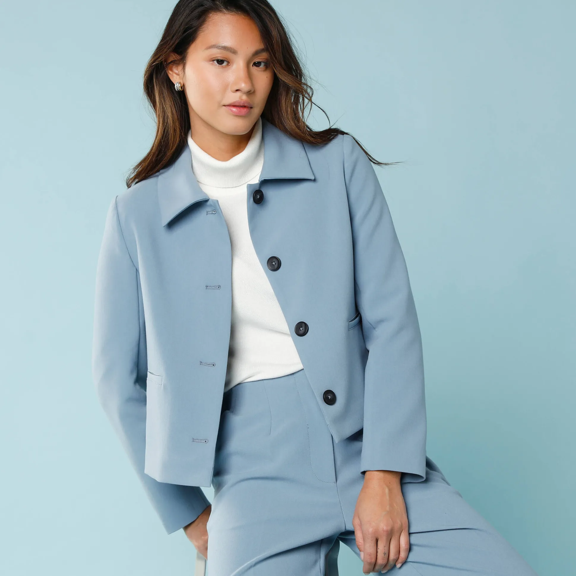 Effen korte blazer, kleine lengtes