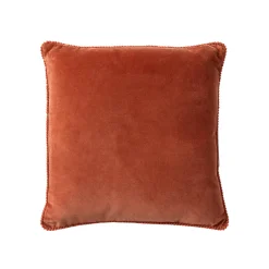 Effen kussen in velours met fantasieafwerking
