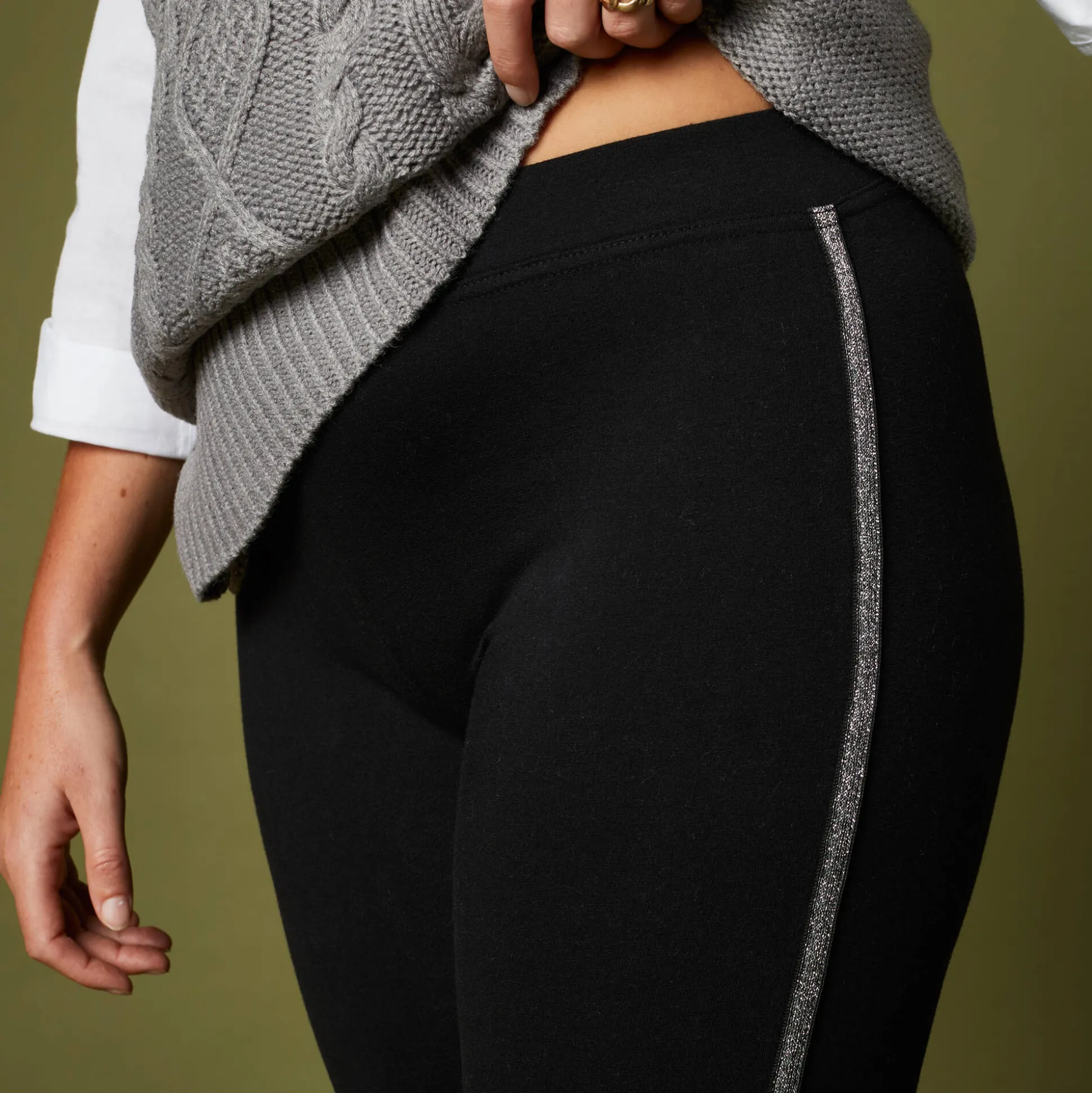 Effen legging met glanzende baan