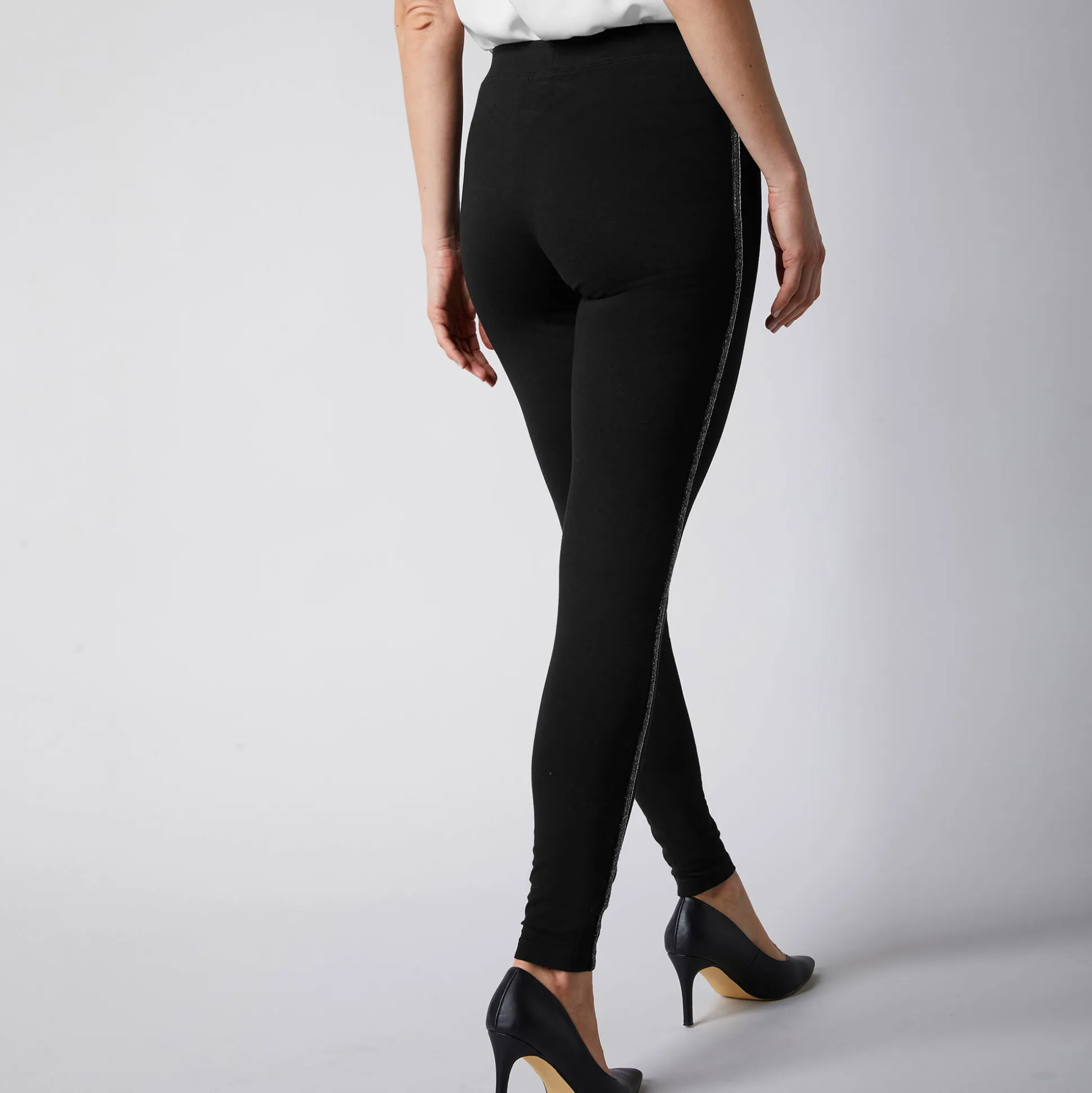 Effen legging met glanzende baan