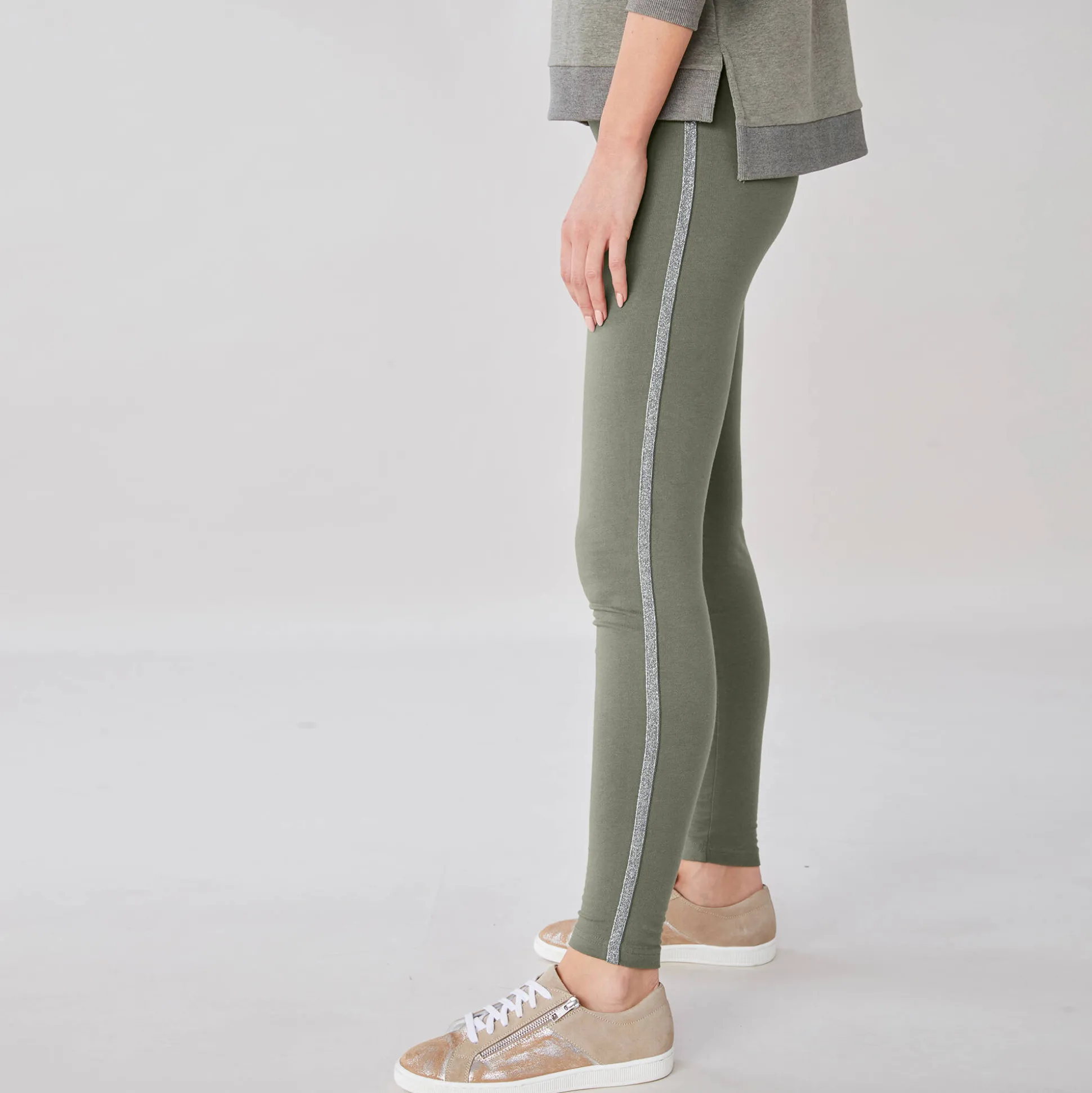 Effen legging met glanzende baan