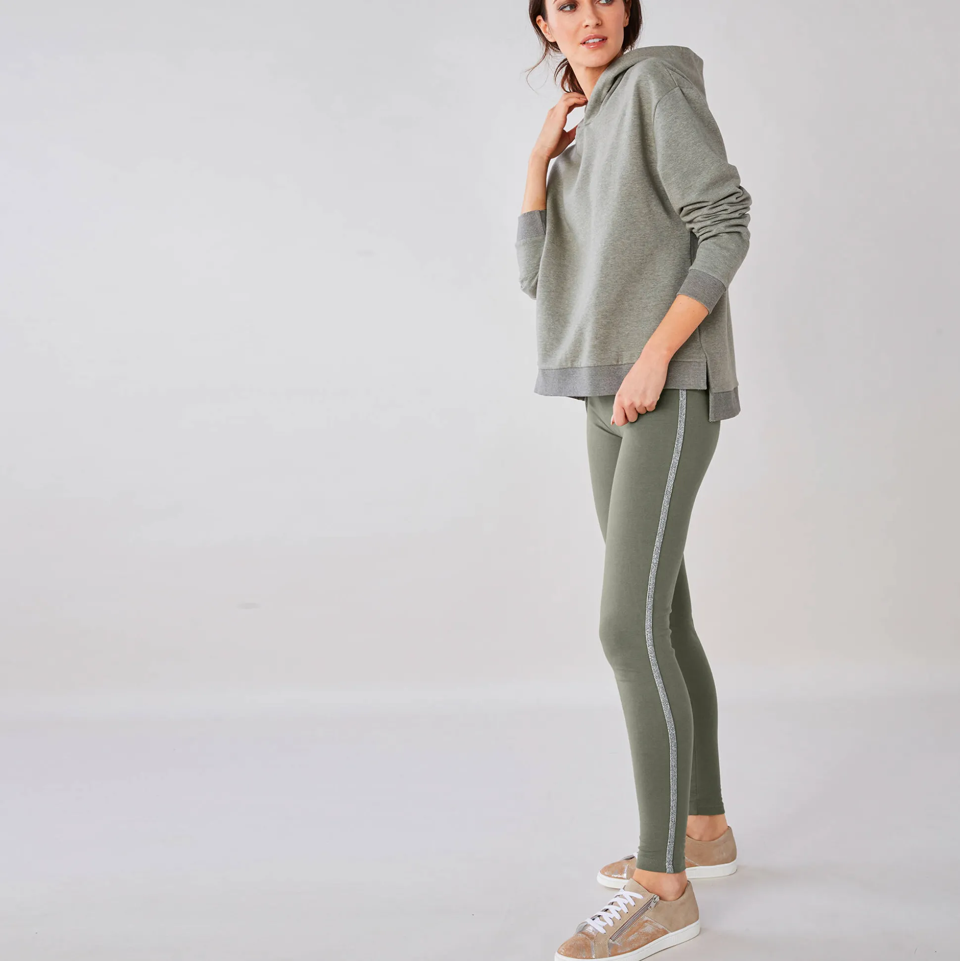 Effen legging met glanzende baan