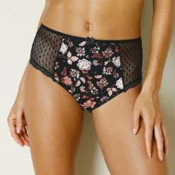 Effen maxibroekje in katoen en kant met bloemenprint Tropea - set van 4