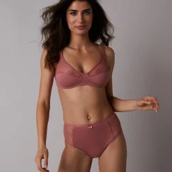 Effen maxibroekje in katoen en kant met bloemenprint Tropea - set van 4