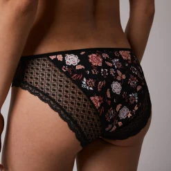 Effen midibroekje in katoen en kant met bloemenprint Tropea - set van 4