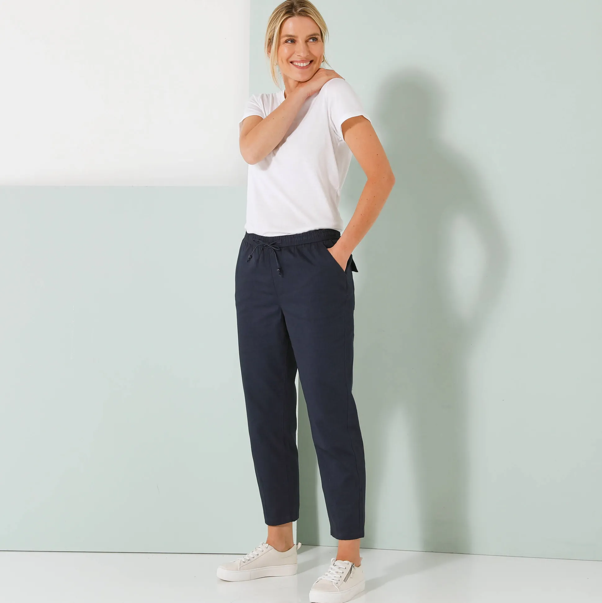 Effen mom fit 7/8-broek, katoen