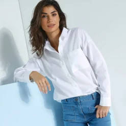 Effen oversize hemd, popeline