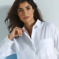 Effen oversize hemd, popeline