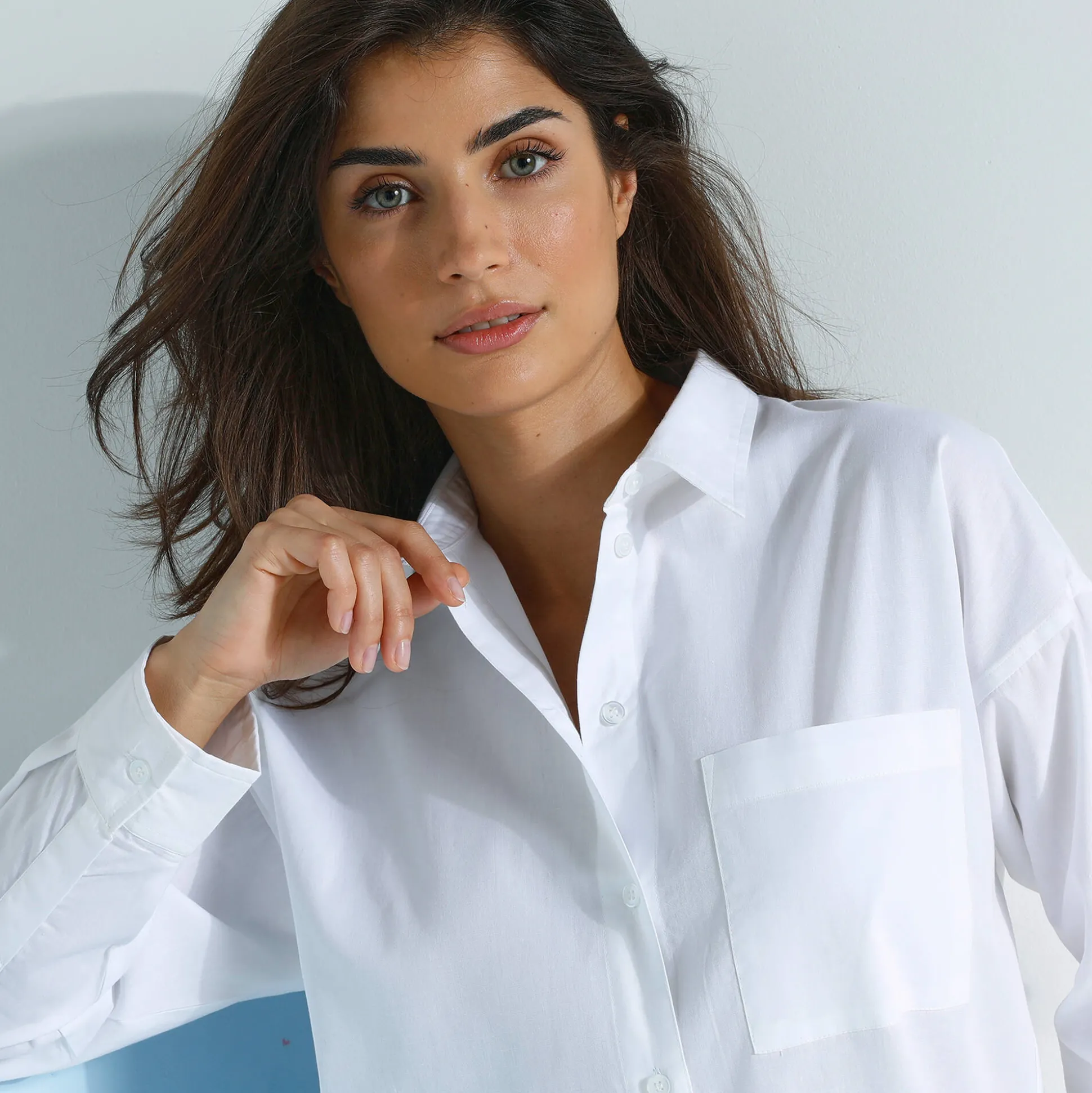 Effen oversize hemd, popeline
