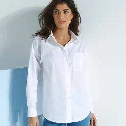 Effen oversize hemd, popeline