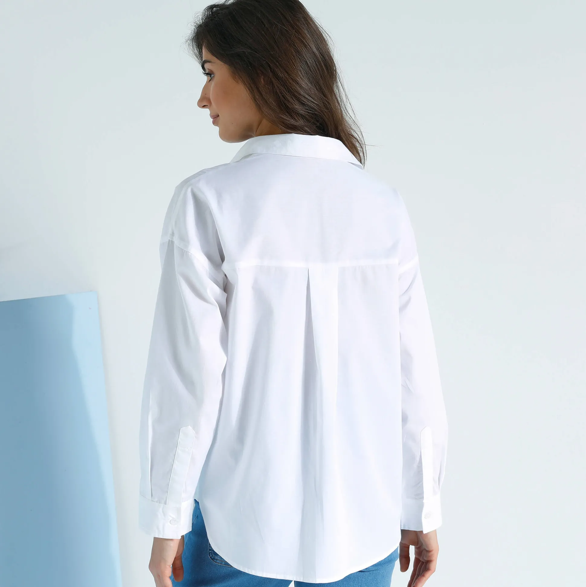 Effen oversize hemd, popeline