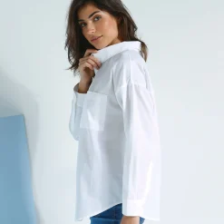 Effen oversize hemd, popeline