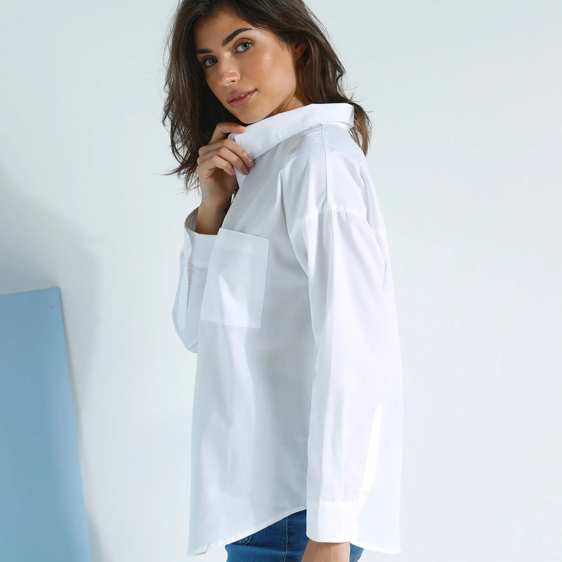 Effen oversize hemd, popeline