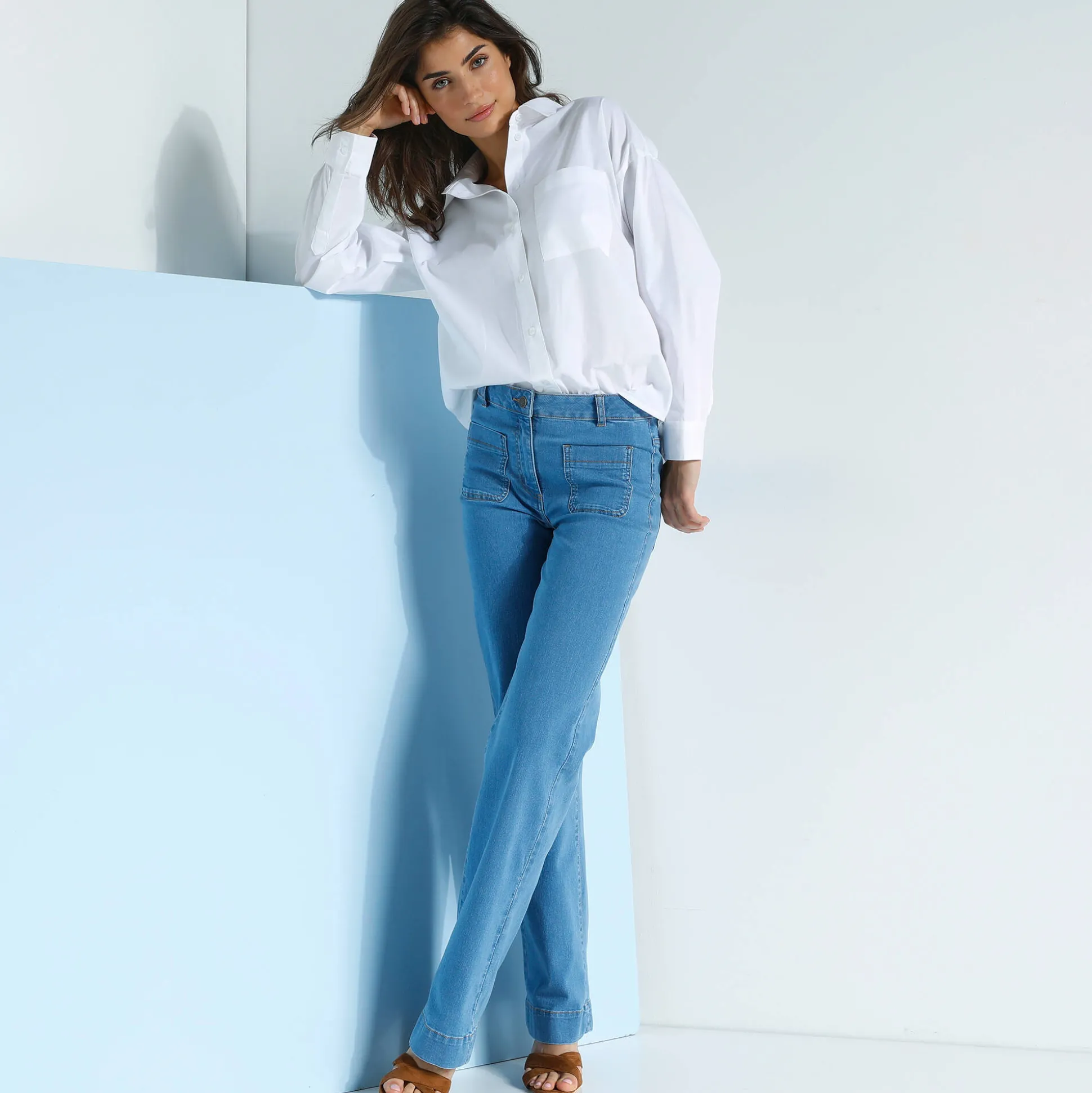 Effen oversize hemd, popeline