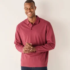 Effen polo in piquétricot met lange mouwen